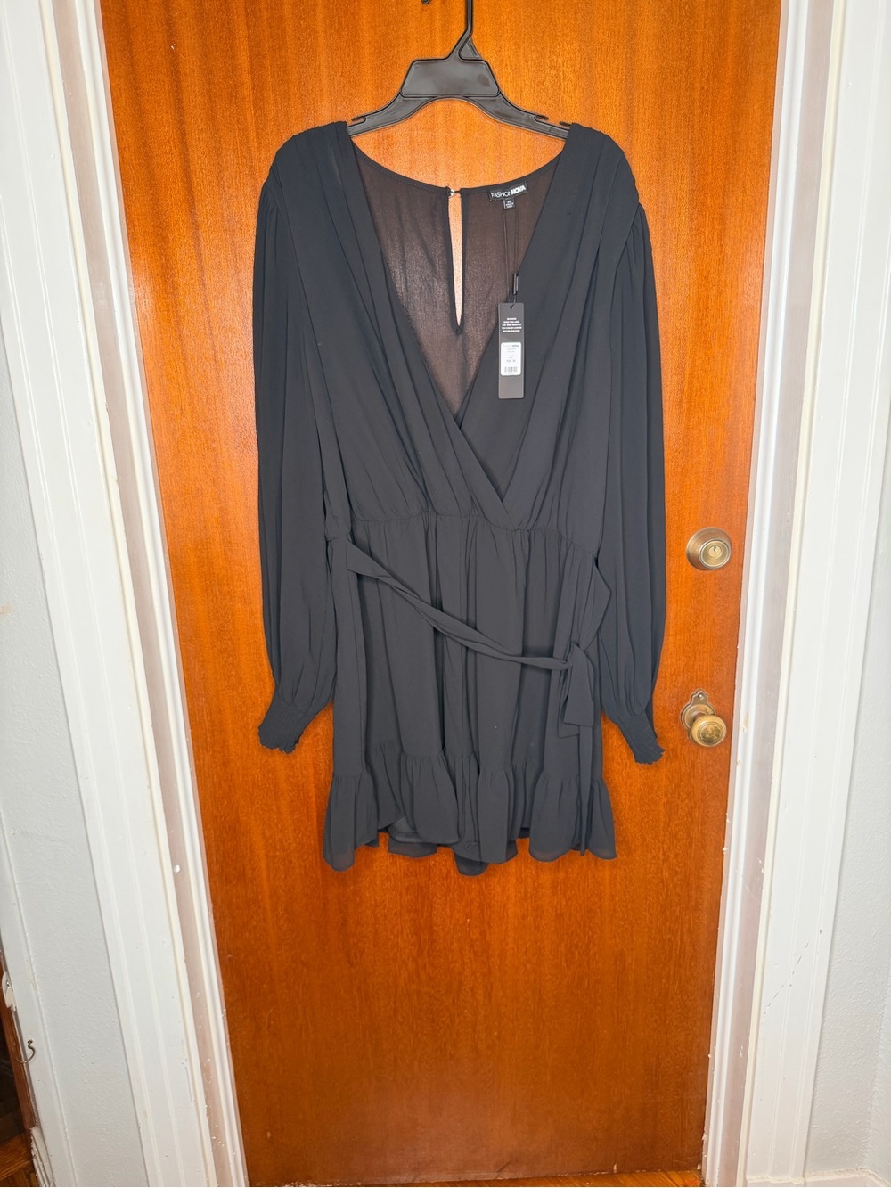 Black Long Sleeve Wrap Romper